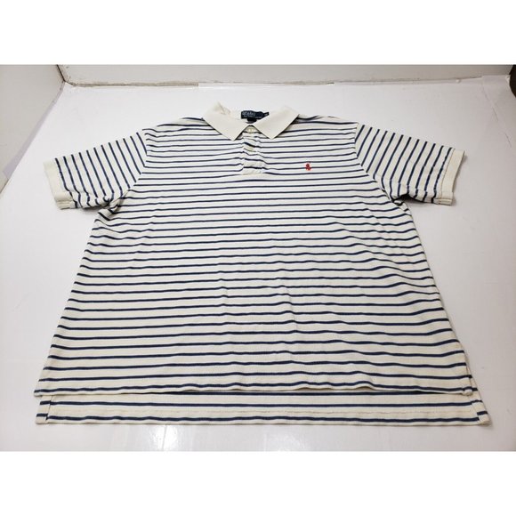 Polo By Ralph Lauren Mens Shirt Polo Short Sleeve Collared Striped White 2XB Big - Picture 1 of 9